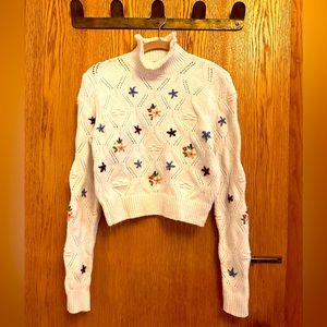 Zara sweater size S cottage côté embroidered flowers